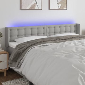 Vidaxl vidaXL Vzglavje postelje z LED svetlo sivo 203x16x78/88 cm blago