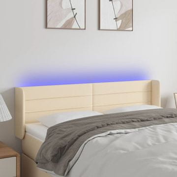 Vidaxl vidaXL Vzglavje postelje z LED diodami kremne barve 147x16x78/88 cm blago