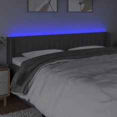 Vidaxl LED posteljno vzglavje temno sivo 163x16x78/88 cm blago