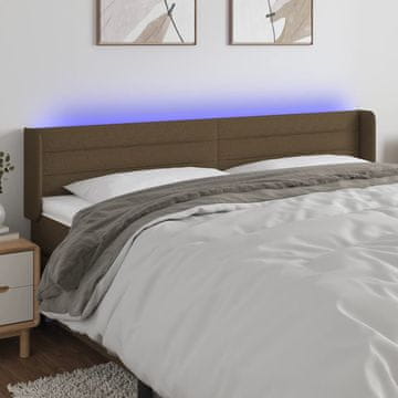 Vidaxl vidaXL Vzglavje postelje z LED diodo temno rjavo 163x16x78/88 cm blago
