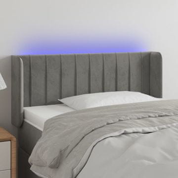 Vidaxl vidaXL Vzglavje postelje z LED svetlo sivo 93x16x78/88 cm žamet