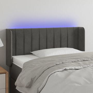 Vidaxl vidaXL Vzglavje postelje z LED diodo temno sivo 83x16x78/88 cm žamet