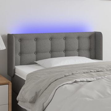 Vidaxl vidaXL Vzglavje postelje z LED diodo temno sivo 83x16x78/88 cm blago