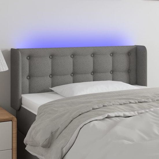 shumee LED posteljno vzglavje temno sivo 103x16x78/88 cm blago