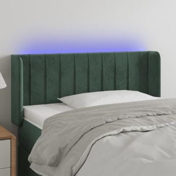 Vidaxl vidaXL Vzglavje postelje z LED diodo temno zeleno 103x16x78/88 cm žametno