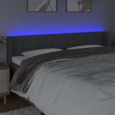 Vidaxl LED posteljno vzglavje temno sivo 183x16x78/88 cm blago