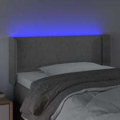 Vidaxl LED posteljno vzglavje svetlo sivo 103x16x78/88 cm žamet
