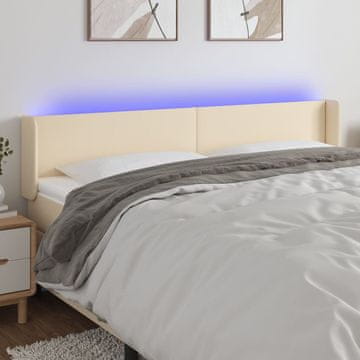 Vidaxl vidaXL Vzglavje postelje z LED zaslonom, kremno, 183x16x78/88 cm, blago