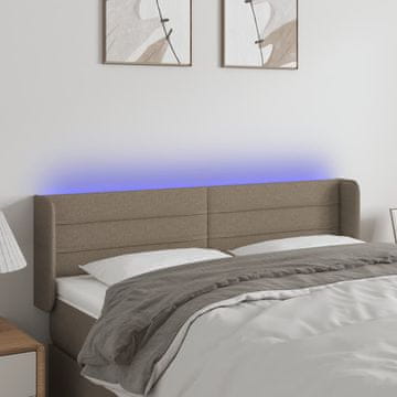 Vidaxl vidaXL LED vzglavje postelje, sivo-rjava, 147x16x78/88 cm, blago