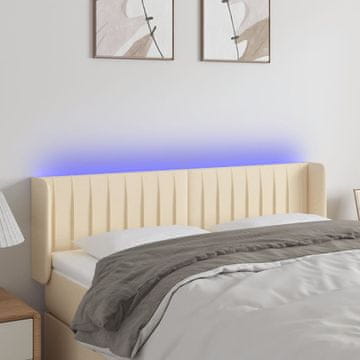 Vidaxl vidaXL Vzglavje postelje z LED diodami kremne barve 147x16x78/88 cm blago