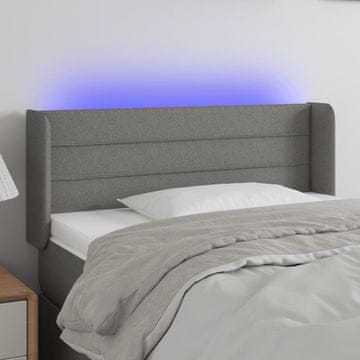 Vidaxl vidaXL Vzglavje postelje z LED diodo temno sivo 103x16x78/88 cm blago