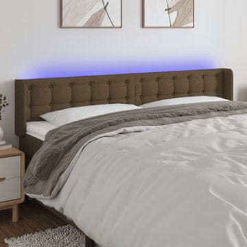 Vidaxl vidaXL Vzglavje postelje z LED diodo temno rjavo 183x16x78/88 cm blago