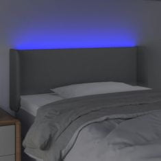 Vidaxl LED posteljno vzglavje svetlo sivo 83x16x78/88 cm blago