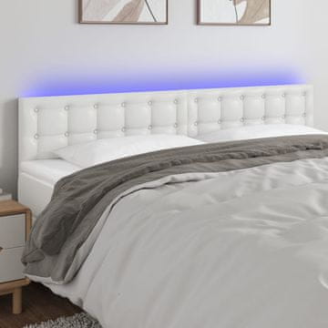 Vidaxl vidaXL LED vzglavje postelje belo 180x5x78/88 cm umetno usnje