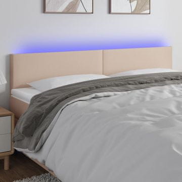 Vidaxl vidaXL LED vzglavje postelje, kapučino, 180x5x78/88 cm, umetno usnje