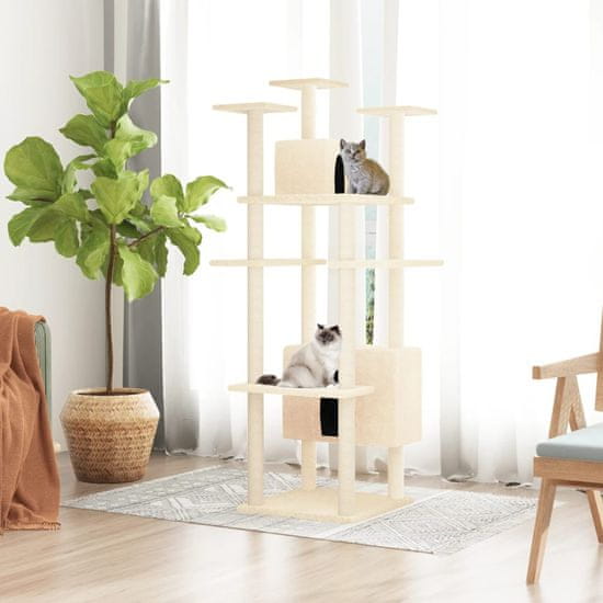 Vidaxl Mačje drevo s praskalniki iz sisala krem 162 cm