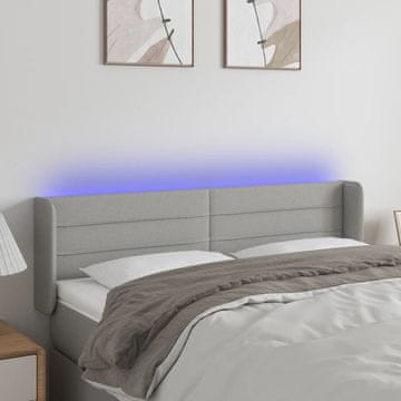 Vidaxl vidaXL Vzglavje postelje z LED svetlo sivo 147x16x78/88 cm blago