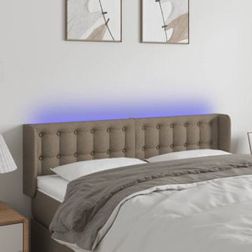 Vidaxl vidaXL LED vzglavje postelje, sivo-rjava, 147x16x78/88 cm, blago