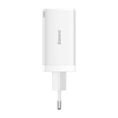 BASEUS GaN5 Pro 2xUSB-C + USB omrežni polnilec, 65W (bela)