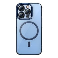 BASEUS Zaščitni set prozornega magnetnega ohišja in kaljenega stekla Baseus Glitter za iPhone 14 Pro (modra)