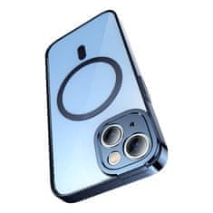 BASEUS Zaščitni set prozornega magnetnega ohišja in kaljenega stekla Baseus Glitter za iPhone 14 Plus (modra)