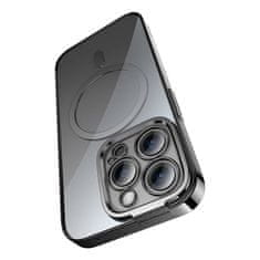 BASEUS Zaščitni set prozornega magnetnega ohišja in kaljenega stekla Baseus Glitter za iPhone 14 Pro (črno)