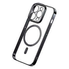 BASEUS Zaščitni set prozornega magnetnega ohišja in kaljenega stekla Baseus Glitter za iPhone 14 Pro (črno)
