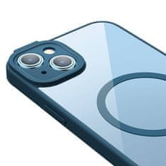 BASEUS Zaščitni set prozornega magnetnega ohišja in kaljenega stekla Frame za iPhone 14 (modra)