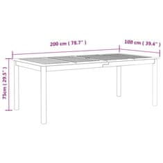 shumee Vrtna miza siva 200x100x75 cm trden akacijev les