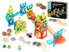 WOWO Marmorne kocke z magnetno stezo - Magnetne marmorne kocke s svetlečo marmorno stezo - 75 kosov