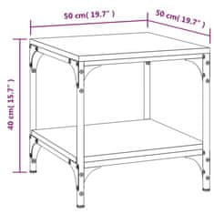 Vidaxl Klubska mizica siva sonoma 50x50x40 cm inženirski les