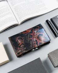 Lorenti Ženska usnjena denarnica z zaponko, okrašena z motivom kačje kožeti