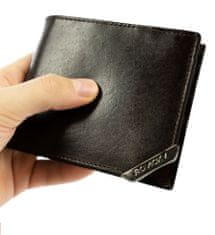 Rovicky Horizontalna moška denarnica s srebrnim poudarkom, naravno zrnato usnje