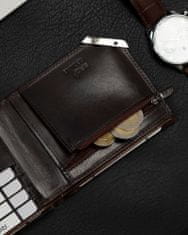 Rovicky Horizontalna moška denarnica s srebrnim poudarkom, naravno zrnato usnje