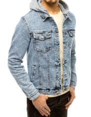 Dstreet Moška jeans jakna s kapuco Silvana nebeško modra XL