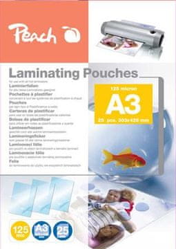 Peach folije za laminiranje A3 (303x426mm), 125 mikrometrov, sijajne, 25 kosov