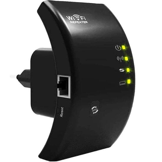 Dexxer Brezžični 2,4 GHz WIFI repeater router ojačevalnik signala 300Mb/s WPS 100m črn