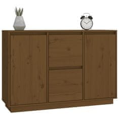 Vidaxl Komoda medeno rjava 111x34x75 cm trdna borovina