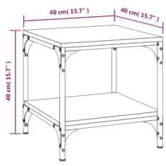 Greatstore Stranska mizica 2 kosa siva sonoma 40x40x40 cm inženirski les