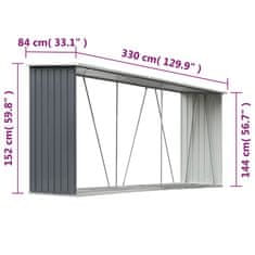 Greatstore Vrtna lopa iz pocinkanega jekla 330x84x152 cm siva