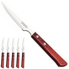 NEW Churrasco nož za steak iz nerjavečega jekla z nazobčanimi zobmi Spanish Style 6 kosov dolžina 220 mm rdeča