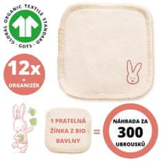 Babybio Komplet higienskih vložkov iz organskega bombaža (12 kosov), mreža za pranje in organizator