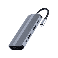 CABLEXPERT Adapter USB-C 8-v-1 2xUSB, HDMI, VGA, PD, audio, čitalec kartic