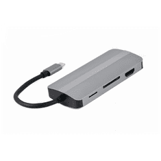 CABLEXPERT Adapter USB-C 8-v-1 2xUSB, HDMI, VGA, PD, audio, čitalec kartic