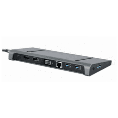 CABLEXPERT Adapter USB-C 9-v-1 3xUSB, HDMI, DP, VGA, PD, LAN, audio