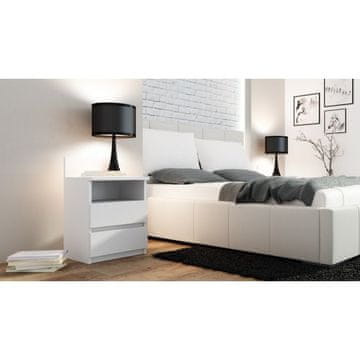 slomart Nočna omarica Topeshop M1, 2 predala, mat bela