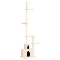 Vidaxl Mačje drevo od tal do stropa krem 250,5-276,5 cm