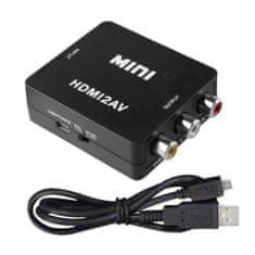 Northix Adapter za video pretvornik HDMI v AV - črn 