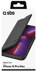 SBS Wallet Lite ovitek za iPhone 14 Pro Max, preklopni, črn