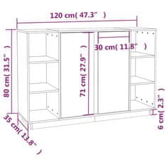 Vidaxl Komoda medeno rjava 120x35x80 cm trdna borovina